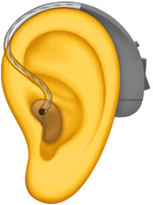 Эмодзи в виде уха со слуховым аппаратом.