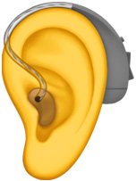 Emoji dell’orecchio con un apparecchio acustico