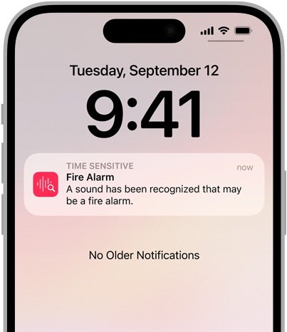 Peringatan Pengenalan Bunyi untuk Alarm Kebakaran di iPhone