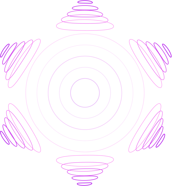 موجات صوتية أرجوانية تشكل دائرة حول العنوان الرئيسي.