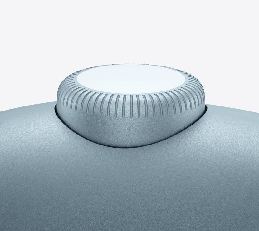 Un paio di cuffie AirPods Max 2 blu, dettaglio della Digital Crown