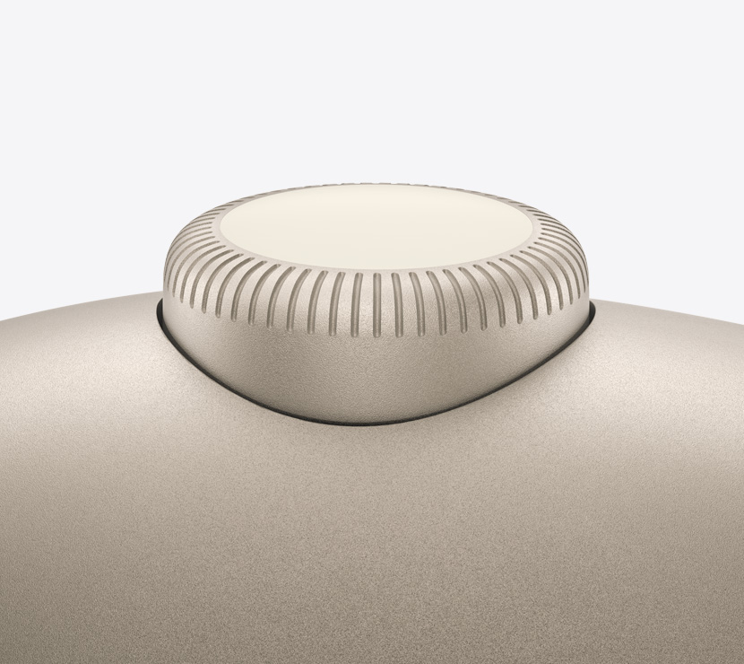 Un paio di cuffie AirPods Max 2 color galassia, dettaglio della Digital Crown