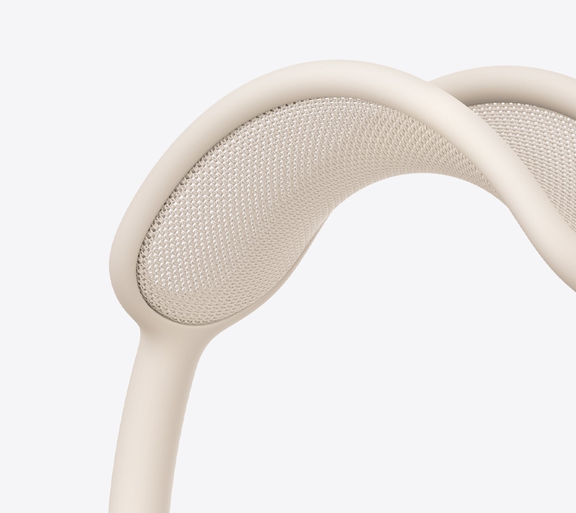 Un paio di cuffie AirPods Max 2 color galassia, dettaglio dell’archetto in tessuto traforato