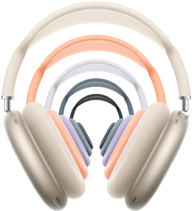 퍼플 색상, 이어 쿠션, 텔레스코핑 암, 헤드밴드를 갖춘 AirPods Max 2 오버이어 헤드폰