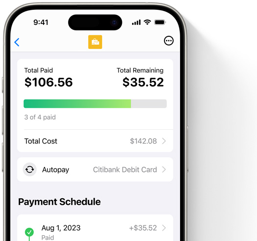 example of the apple pay later tools in wallet