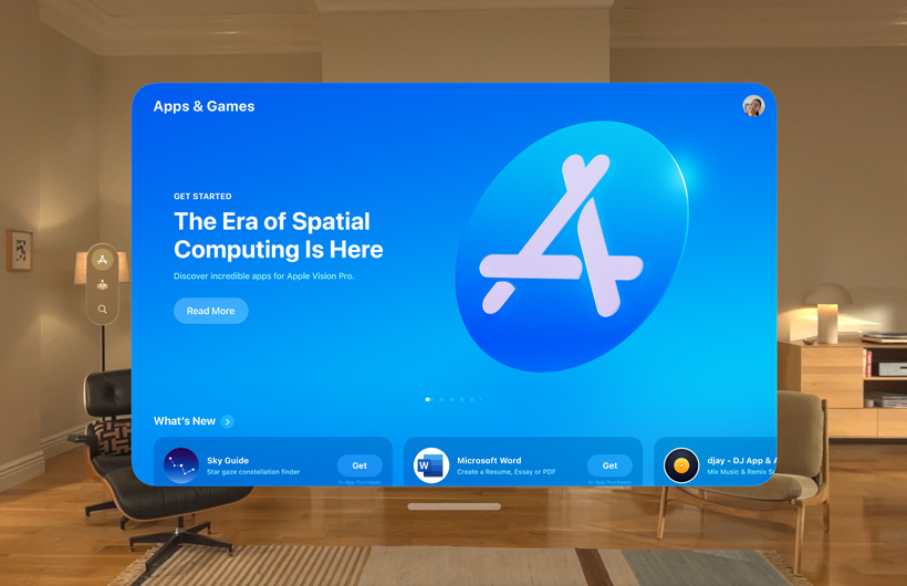 Apple Store interface shown in Apple Vision Pro