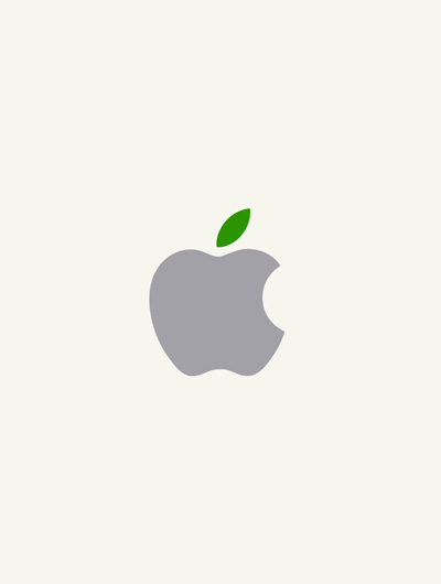 灰色 Apple 標誌綴以綠色葉子