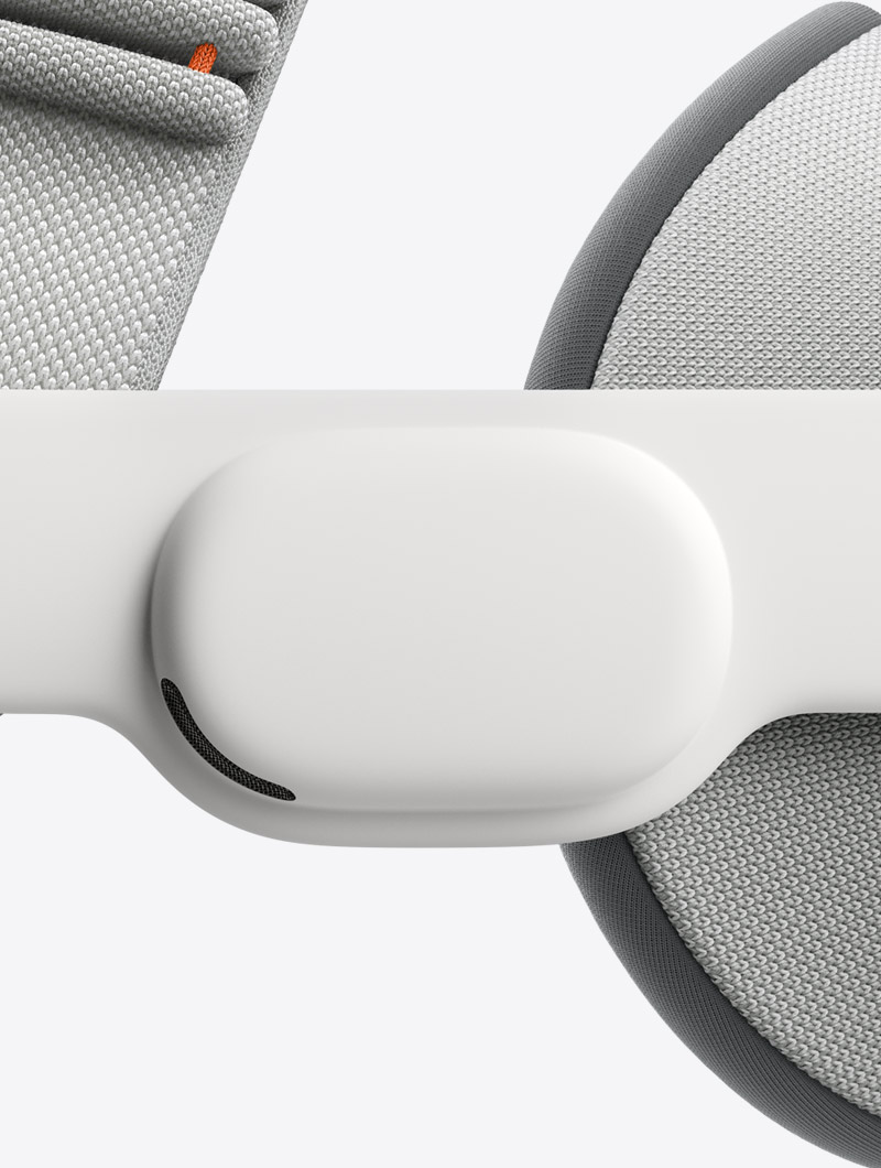 Dual-driver audio pods sit alongside each ear.