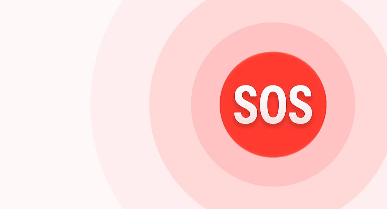 転倒検出時のSOSを示すアイコン