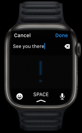 Apple Watch Series 7 affichant la fonctionnalité Griffonner