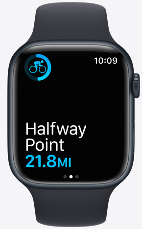 „Apple Watch“, kuriame rodomas pusiaukelės taškas