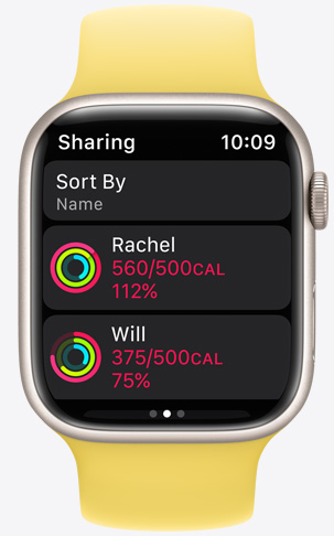En Apple Watch som viser delingsvalg