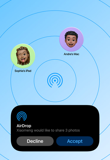 Ein Mac Schreibtisch mit geöffnetem AirDrop.