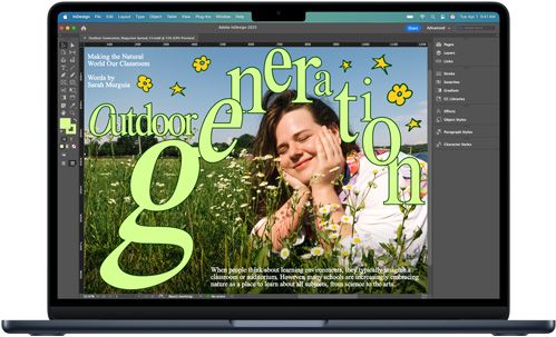 App Adobe InDesign su un MacBook Air