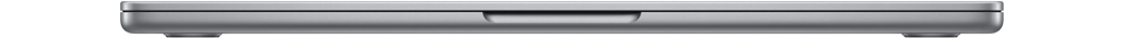 En stängd MacBook Air med aluminiumhölje, sedd framifrån