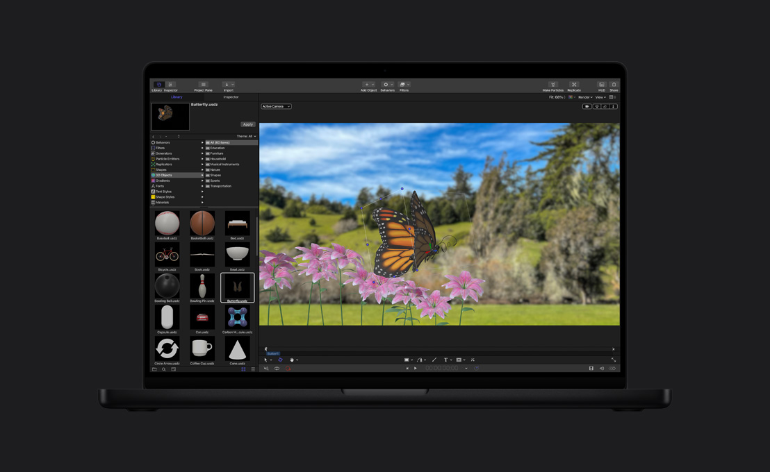 MacBook Pro de 16 polegadas, borboleta-monarca no campo