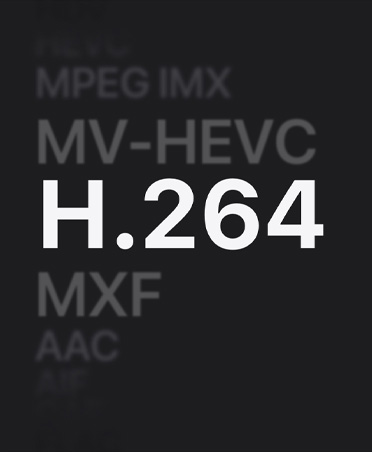 Lista de MPEG IMX, MV-HEVC, H.264, MXF, AAC