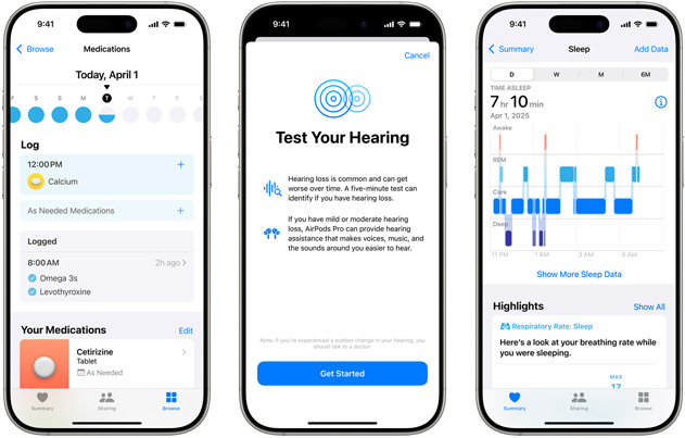 iPhone displaying the Hearing Health app.