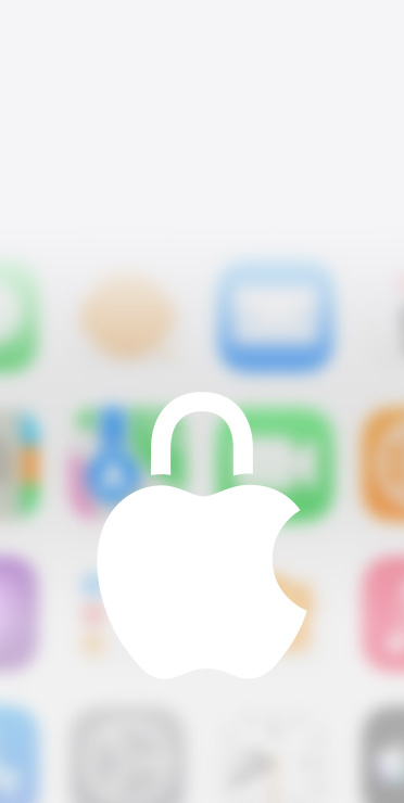 Apple Datenschutz Logo mit einem weißen Schloss-Symbol vor einem unscharfen Hintergrund, Homescreen Apps