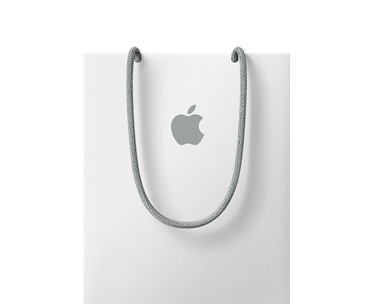  Sac-cadeau blanc, logo Apple centré, poignées en corde grise