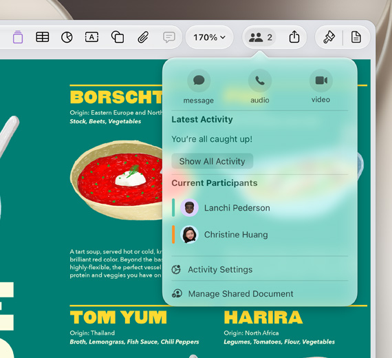 Screen showing collaboration on a project