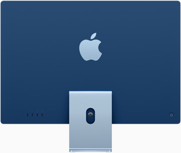 Изглед отзад на iMac в синьо