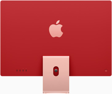 Vista posterior del iMac rosa