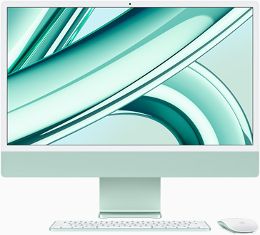 iMac, экраном вперед, зеленого цвета