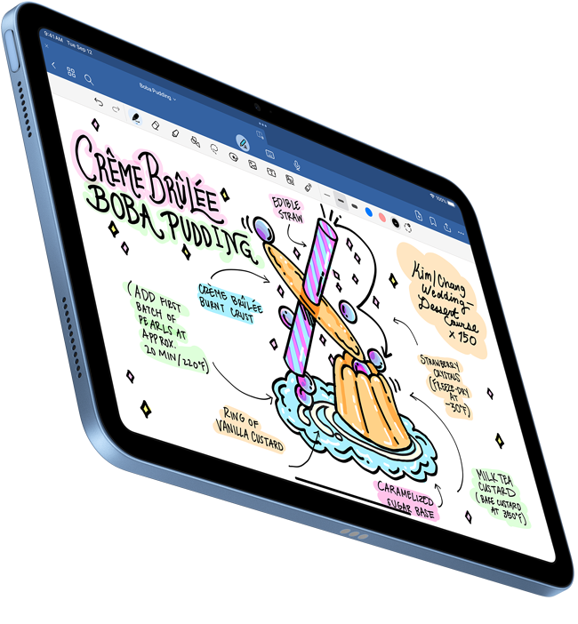 iPadissa näkyy Goodnotes 6:ssa luotu käsinkirjoitettu dokumentti.