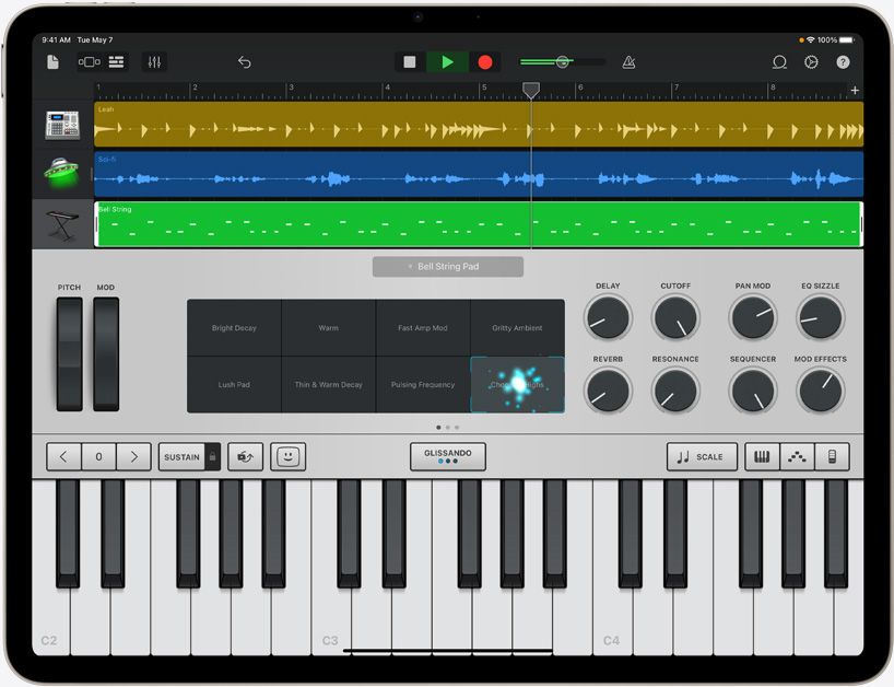 iPad Air znázorňujúci vytváranie skladby