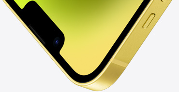 iPhone 14のCeramic Shieldの前面。カラーはイエロー