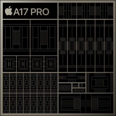 A17 Pro 晶片的構造圖解。