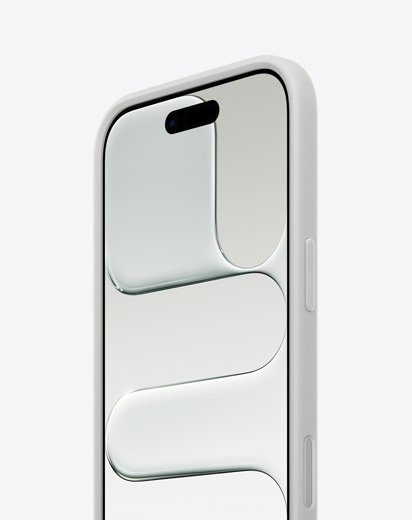 iPhone Airの前面と側面の外観、薄いデザイン。ライトグレイのバンパーが取りつけられている