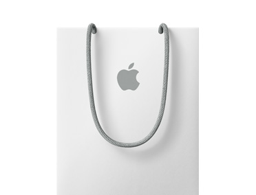 Apple Einkaufstasche in Weiss mit Apple Logo im oberen Bereich
