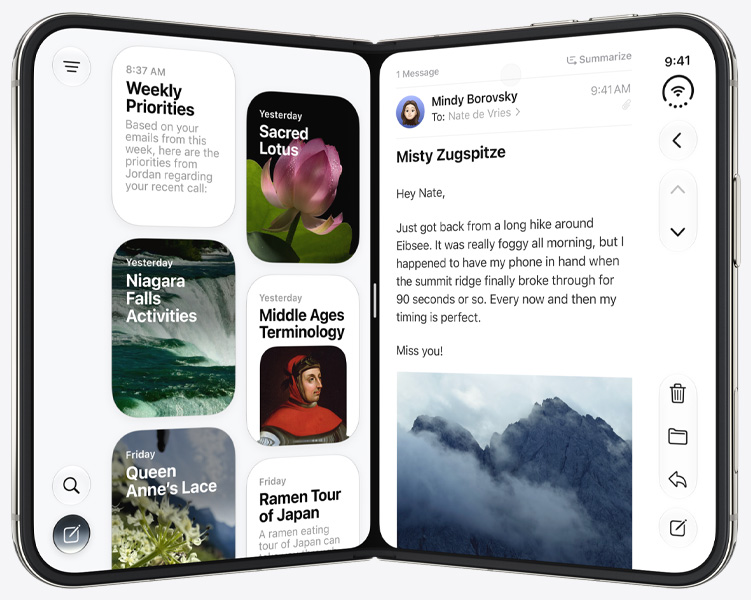 iPhone Duo uppställd med appar sida vid sida