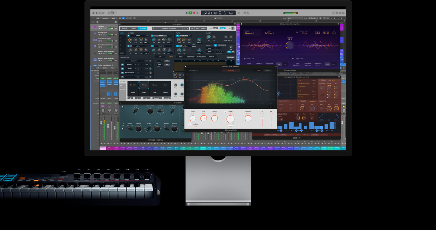 Studio Display displaying Hydra Network Audio Matrix