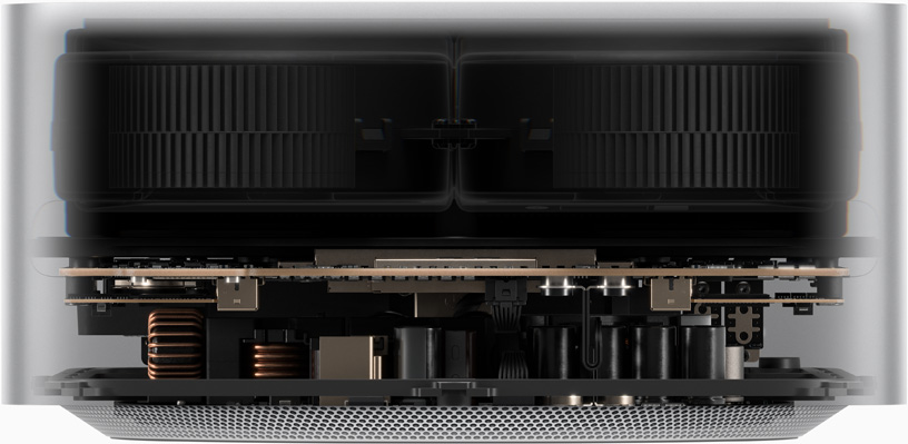 Mac Studioのサイズ、幅は19.7cm、高さは9.5cm