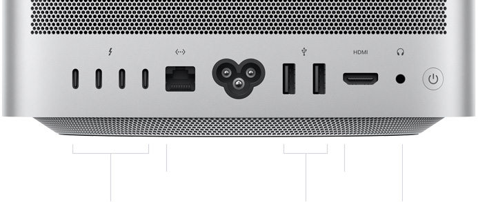 Back view of Mac Studio showcasing the back ports