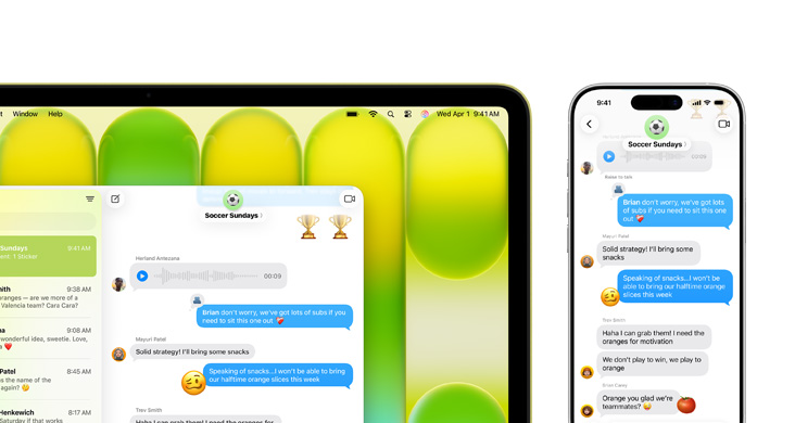 MacBook Pro 16-inch with Mail and iPhone Mirroring the Uber Eats app onscreen.