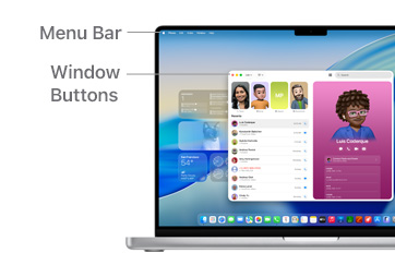 A tour of macOS navigation, like the Menu Bar at the top of the MacBook device display screen and Window Buttons.