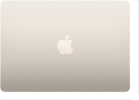 MacBook Air 13을 닫아놓고 Apple 로고가 중앙에 새겨진 외장을 보여주는 모습