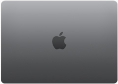 Draufsicht auf das MacBook Air mit M2 Modell in Space Grau