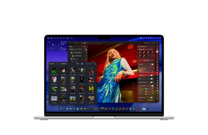 Pixelmator Pro 畫面展示 MacBook Air 的儲存空間與記憶體