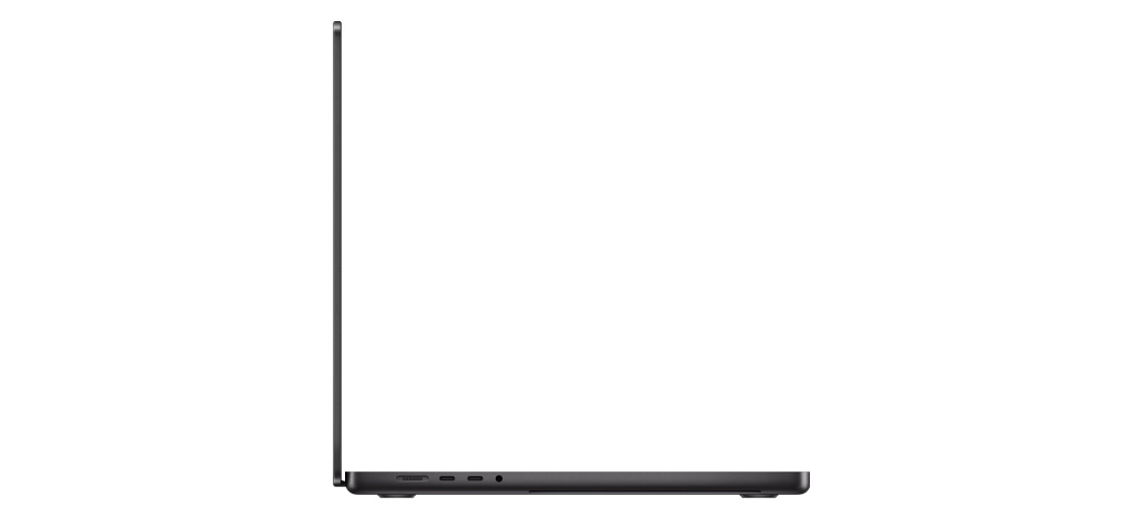 Side view of open MacBook Pro emphasises the thin design