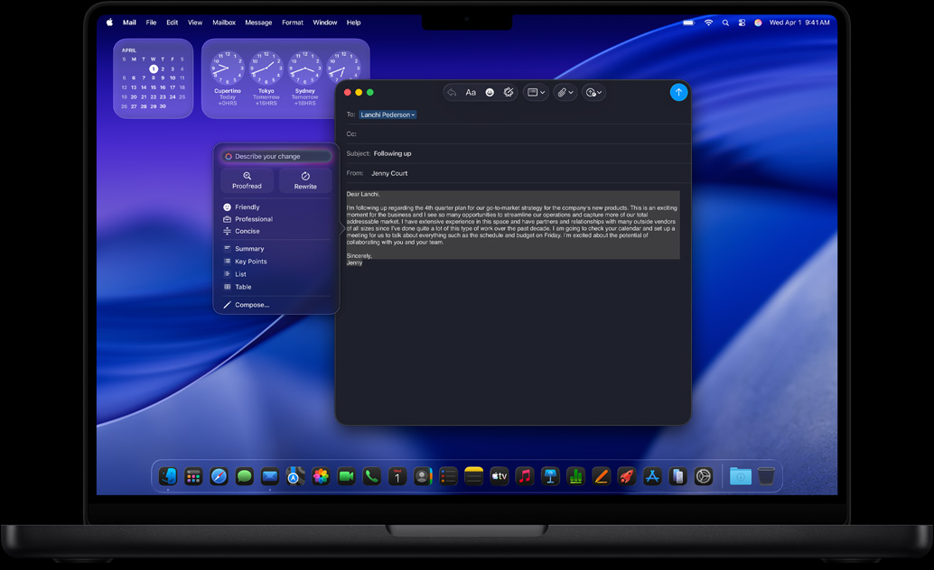 使用 Apple Intelligence 書寫工具撰寫郵件草稿