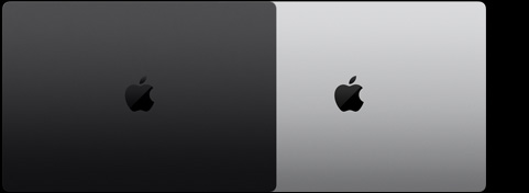 MacBook Pro, space black color, top, closed and MacBook Pro, silver color, top, closed