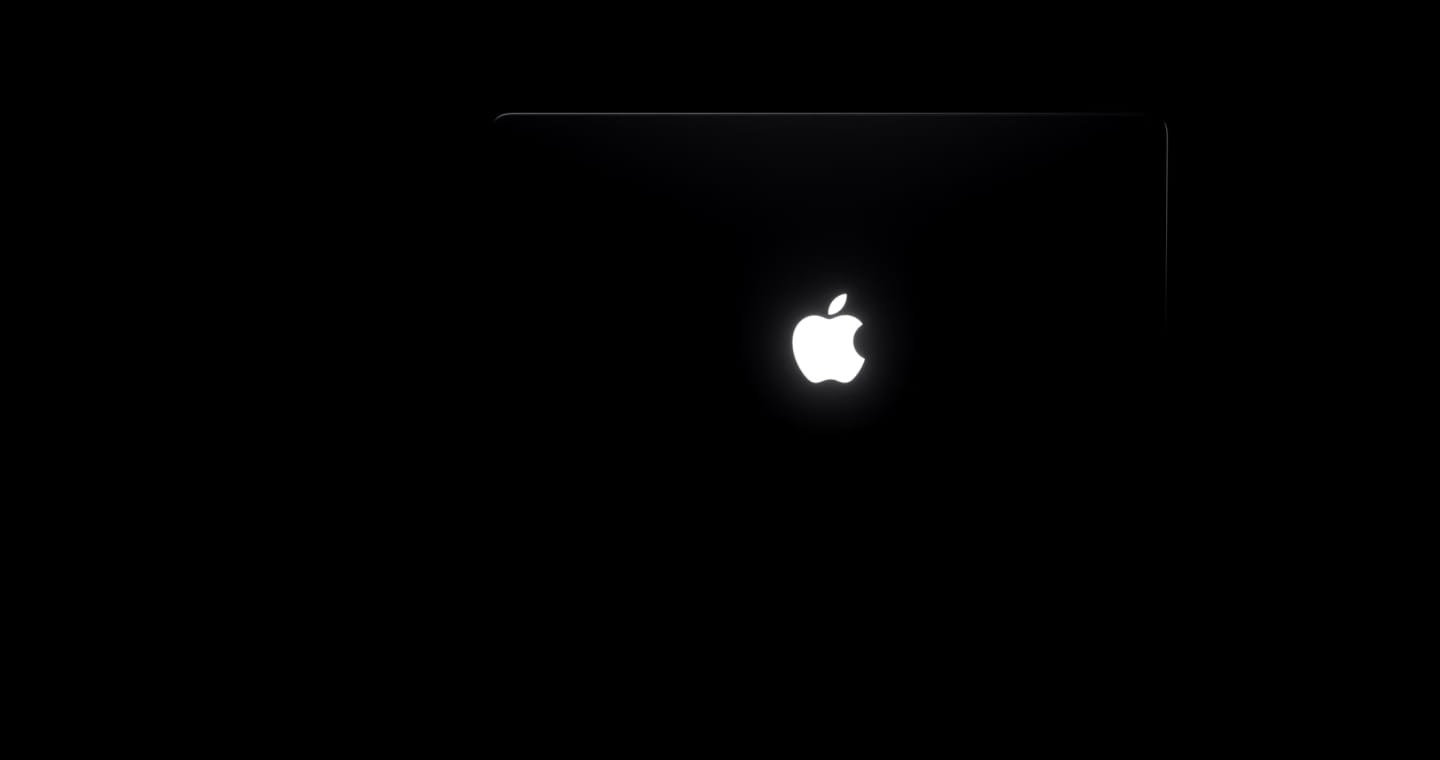 天板に光るAppleロゴ