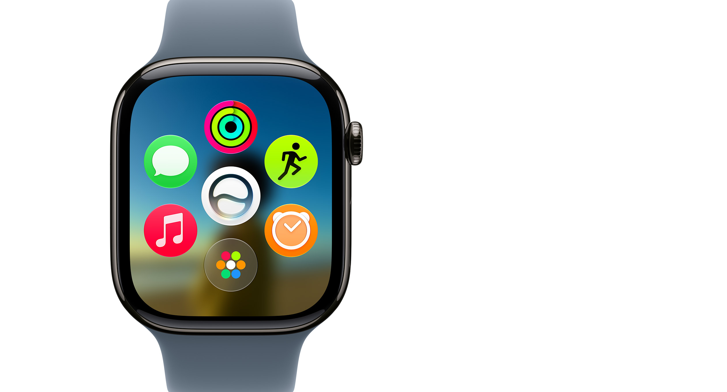 Dynamic app grid pada watchOS 27. Sumber: Apple