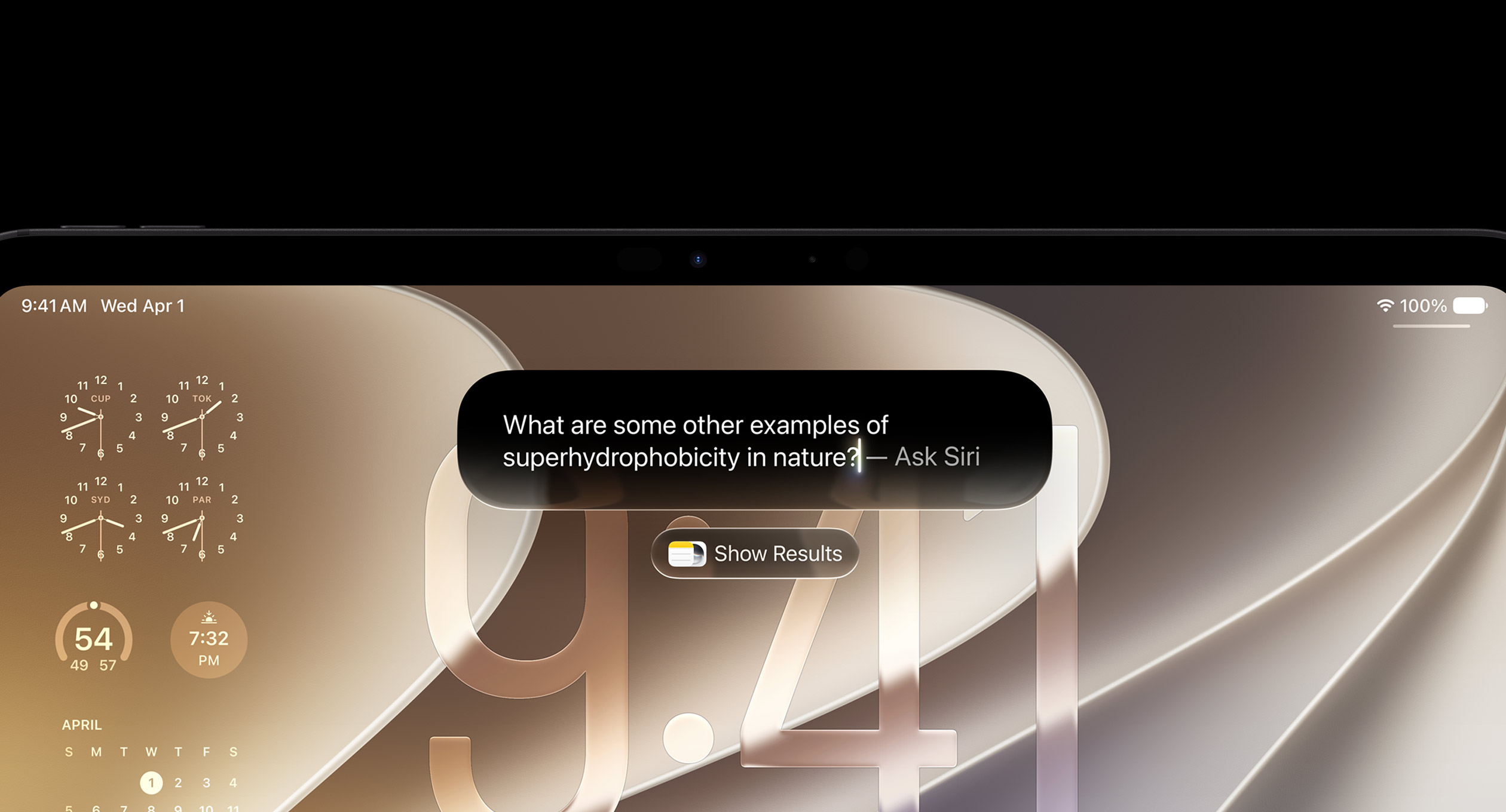 An iPad running iPadOS 27 showing the redesigned Siri AI interface on screen