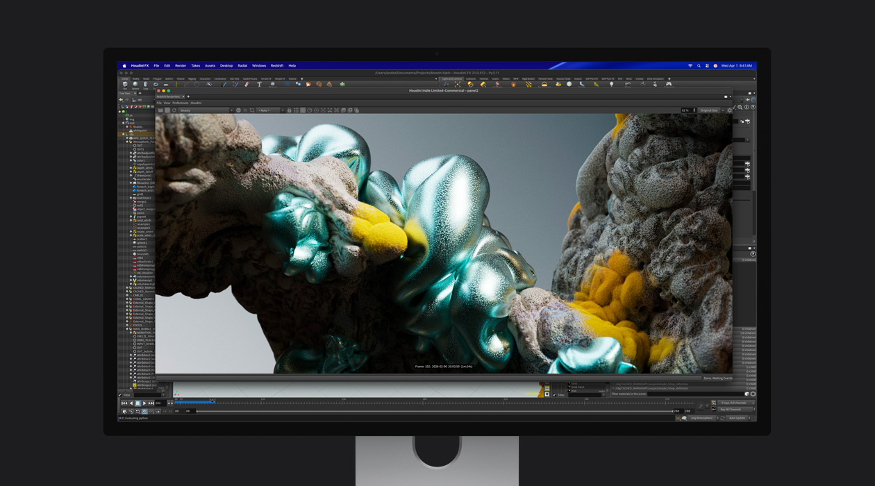 Stilstaand beeld van een animatiebestand op Studio Display XDR